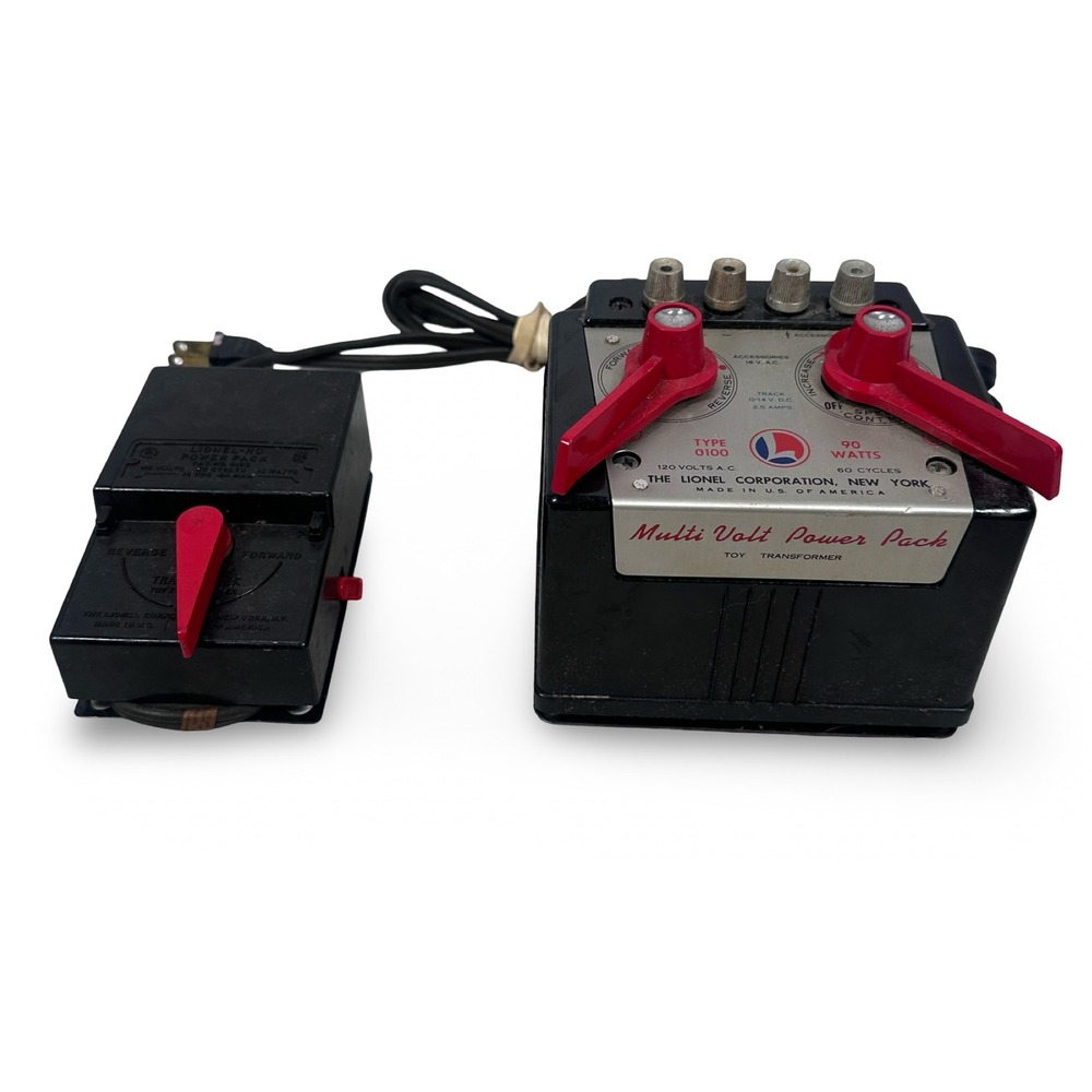 Lionel Type 0100 Multi Volt Power Pack 90W and Cat 0103 HO Power Pack Set Black